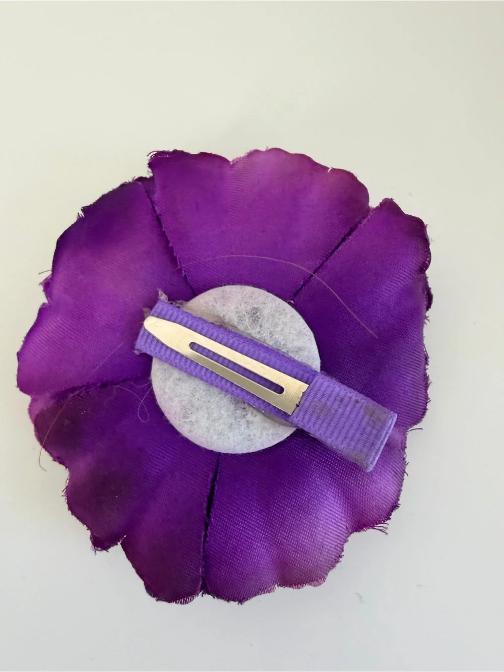 Purple Flower Hair Clip Rhinestone Center Large Floral Hair Accessory Boutique